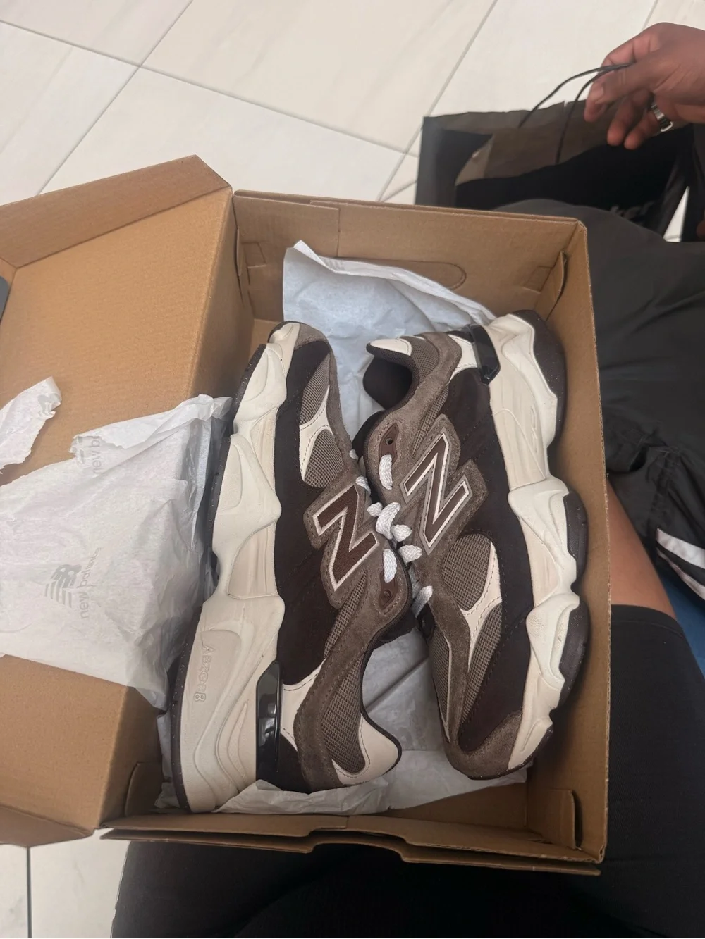 New Balance Brown and Cream Runner Sneakers